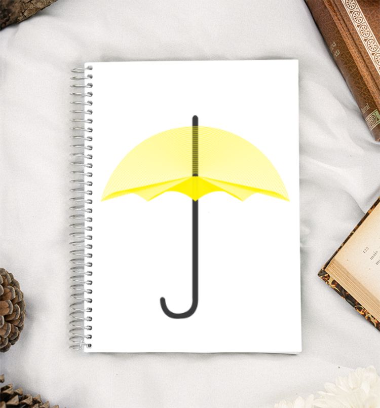 Trippy yellow umbrella A5 Notebook