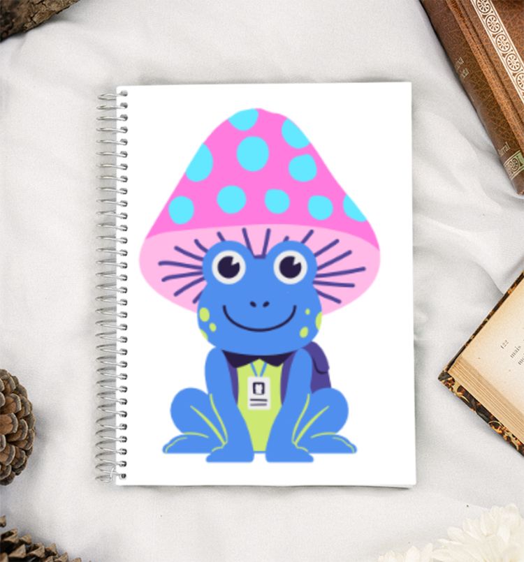 Frog with mushroom hat A5 Notebook