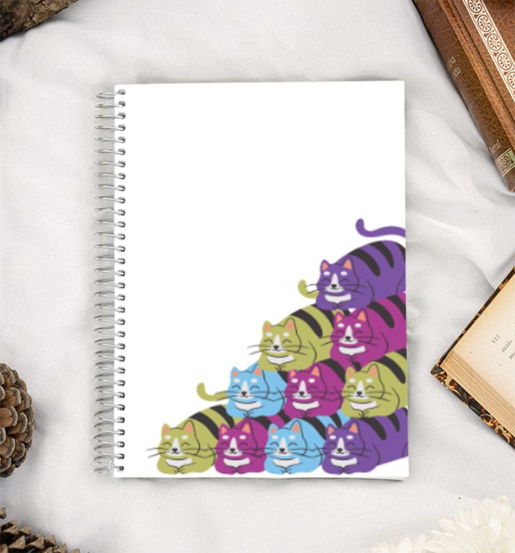 Colourful cat pile A5 Notebook