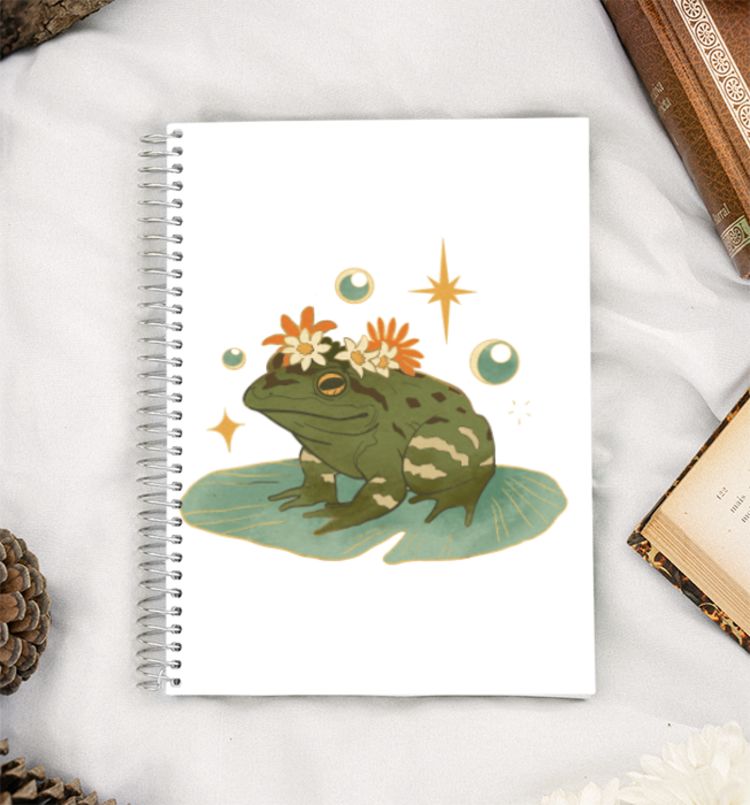 flower crown frog A5 Notebook