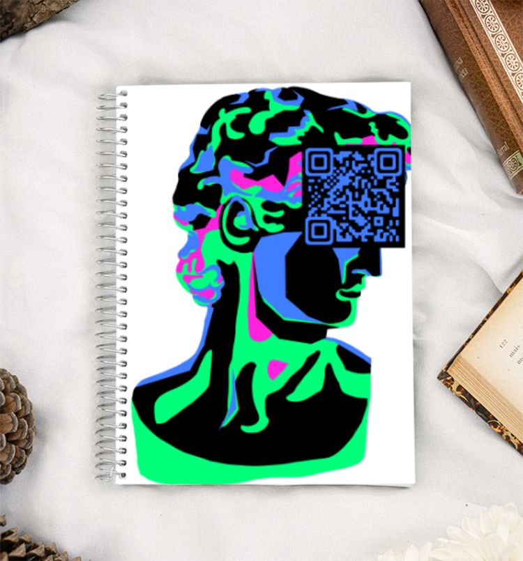 QR code leads to rickroll  A5 Notebook