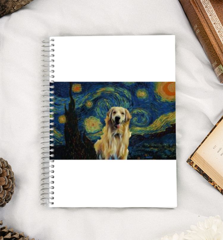 Starry night x dogs A5 Notebook