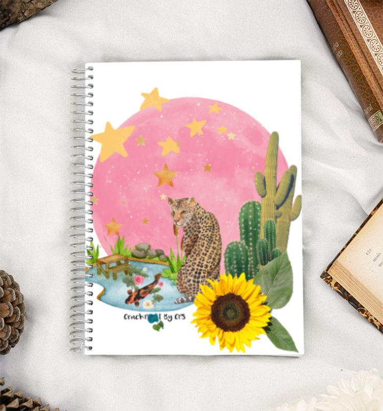 Pink moon Leopard  A5 Notebook