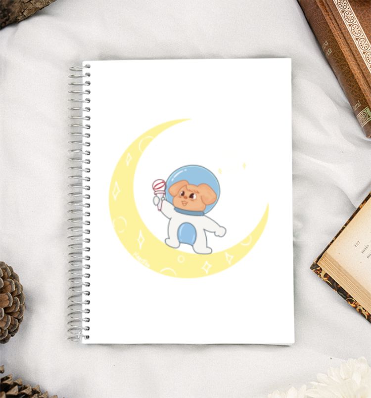 puppym on the moon  A5 Notebook