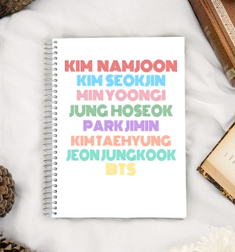 BTS OT7 DYNAMITE TYPOGRAPHY  A5 Notebook