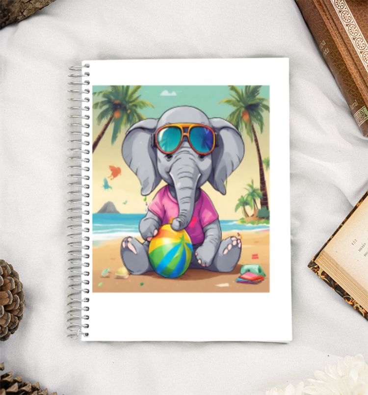 Baby Elephant on the beach A5 Notebook