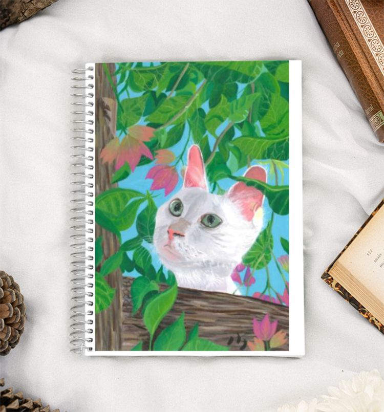 Cat sitting in tree A5 Notebook