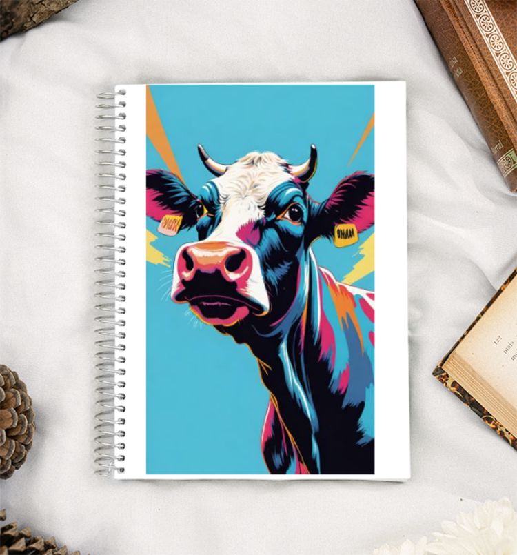 Retro cow graphic tshirt A5 Notebook