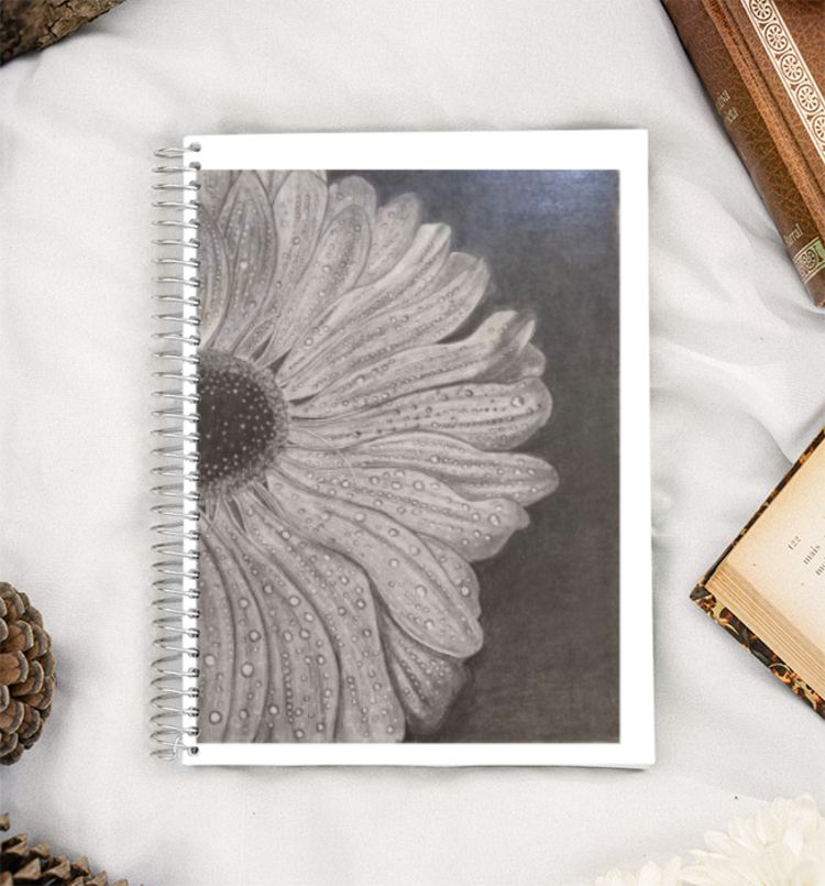 Pencil sketched sunflower A5 Notebook