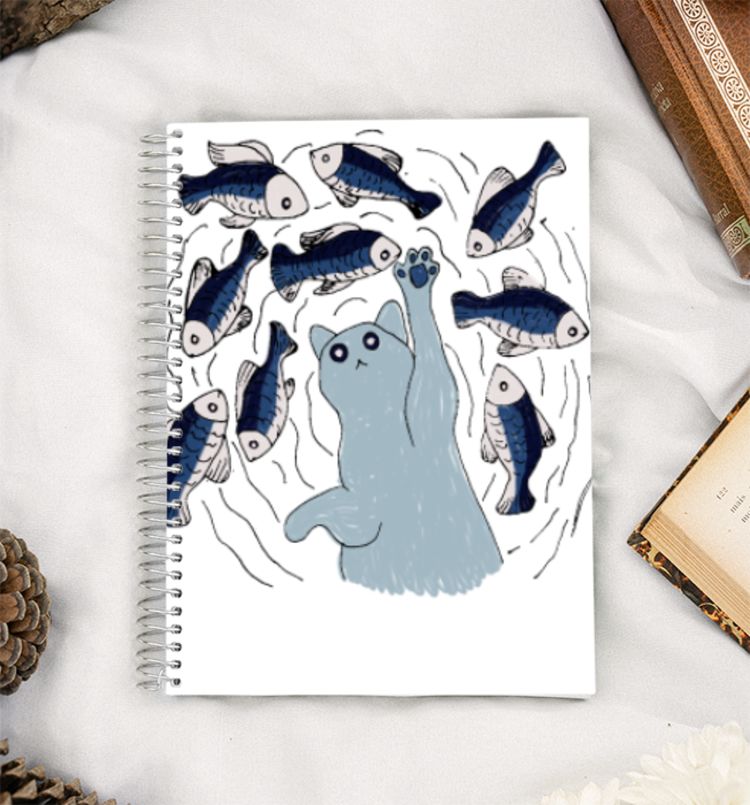 Swimming cat A5 Notebook