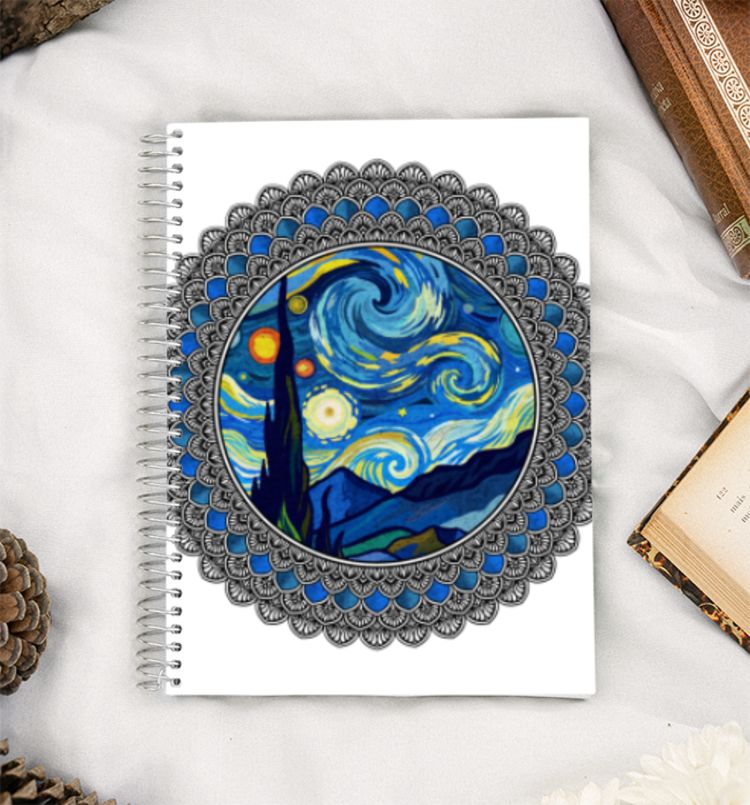 Starry Night with Mandala  A5 Notebook