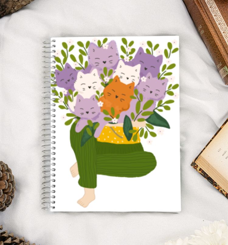 Bouquet of Cats  Cute Florals  A5 Notebook