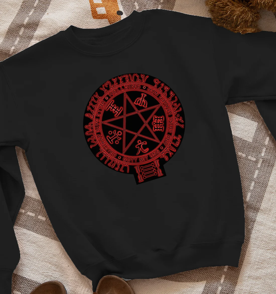 Hellsing pentagram (black on black) Sweatshirt