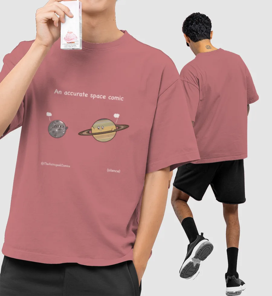 Accurate Space Comic Front-Printed Oversized T-Shirt