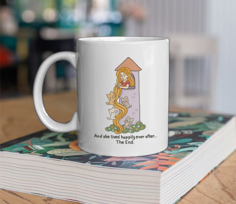 Rapunzel & Cats fairy tale art Coffee Mug