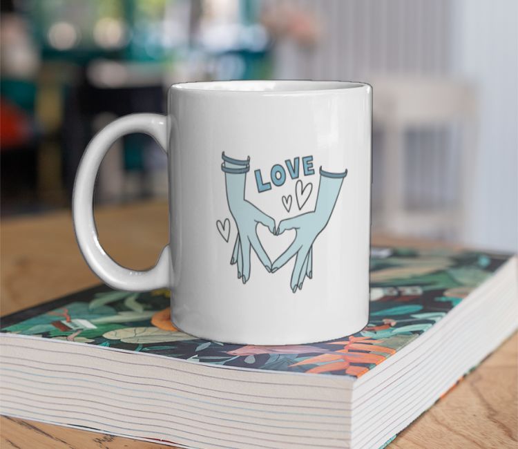 Love Hearts with Hand Coffee Mug