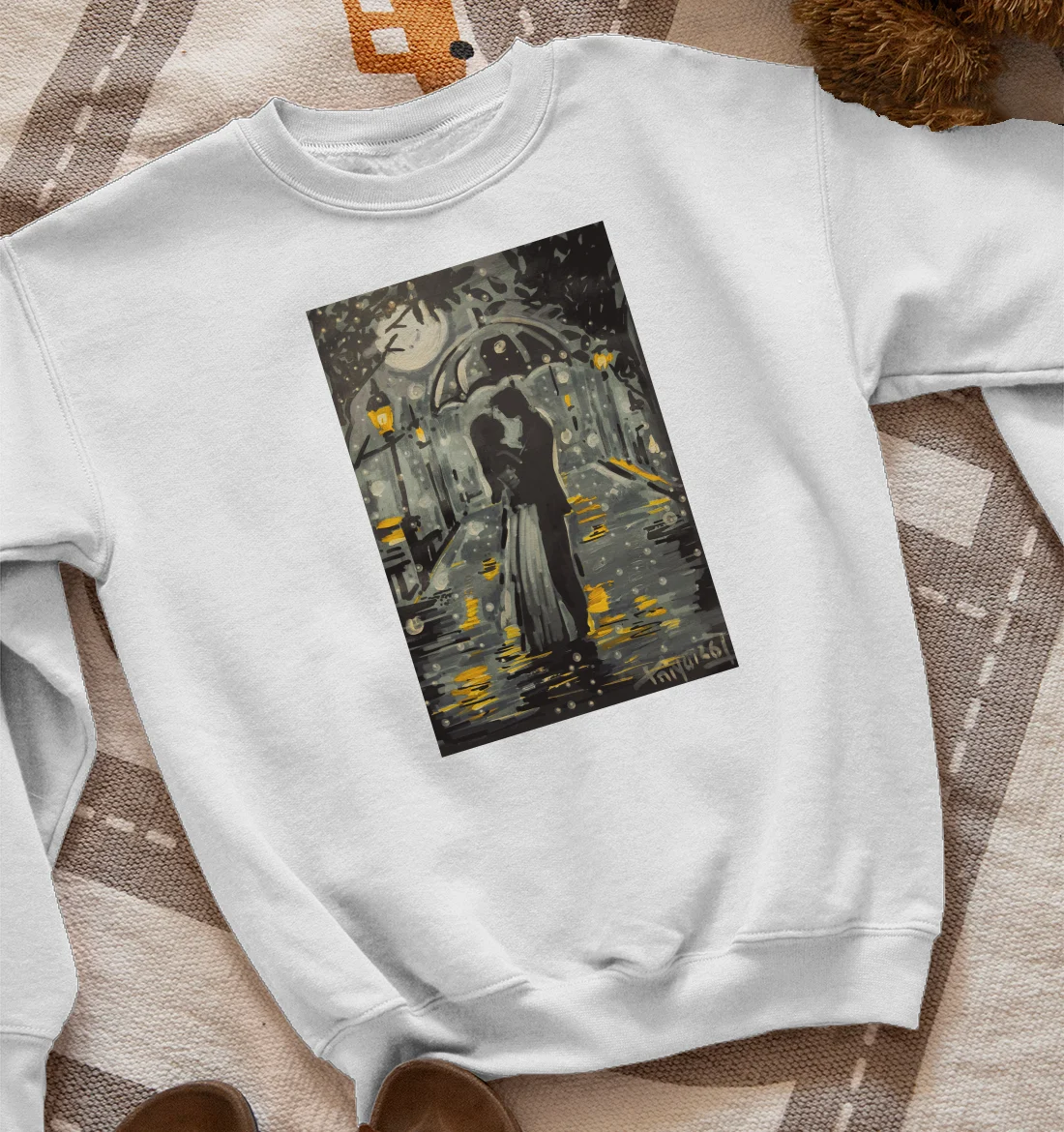 Slow night rain couple  Sweatshirt