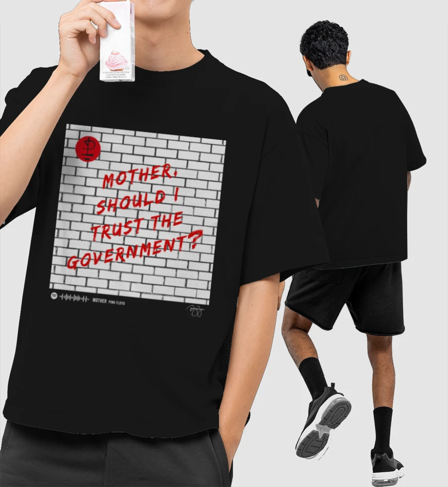 PINK FLOYD Music - The Wall Black Top Wear Front-Printed Oversized T-Shirt