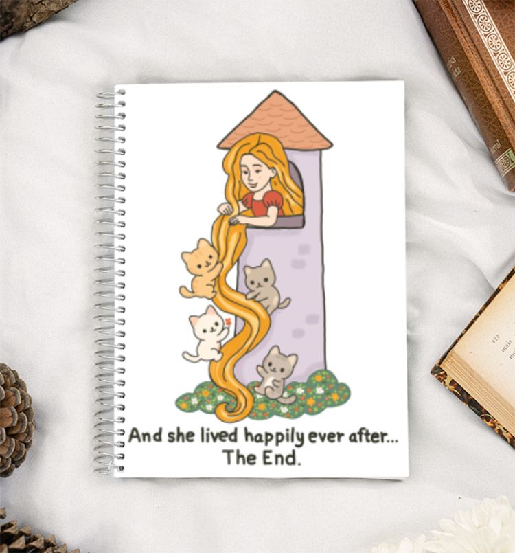 Rapunzel & Cats fairy tale art A5 Notebook