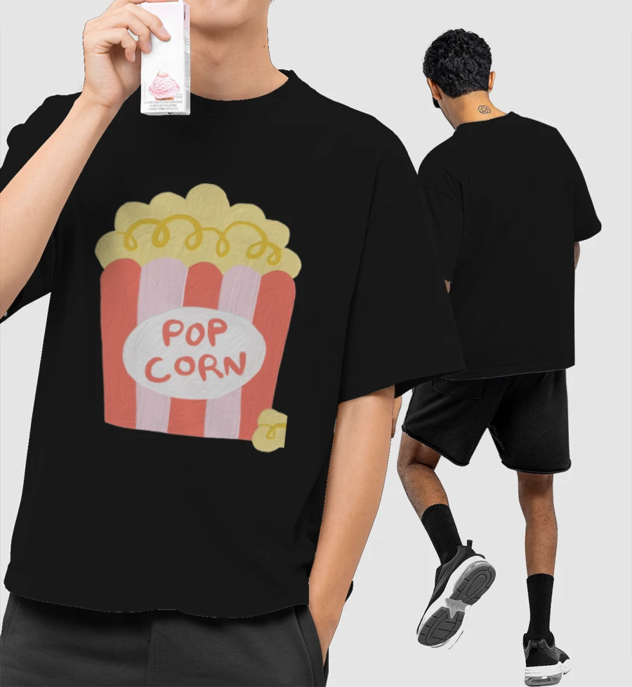MOVIE TIME Front-Printed Oversized T-Shirt