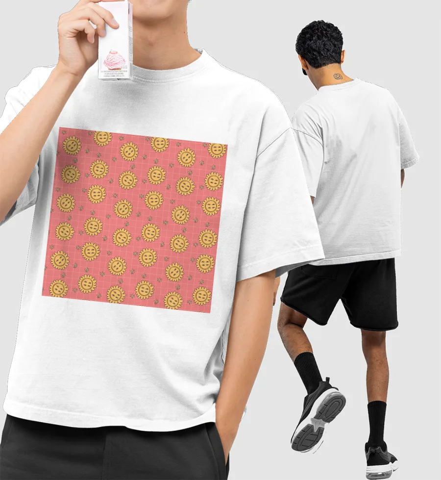 Sunflower printed Front-Printed Oversized T-Shirt