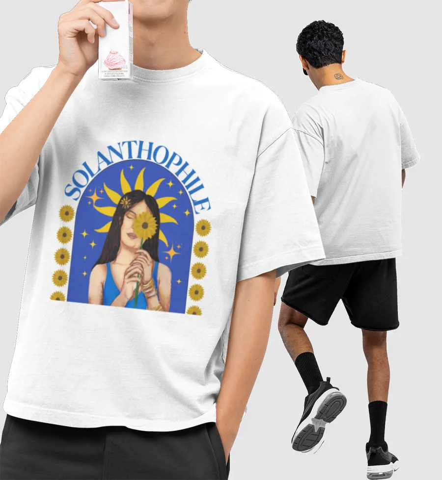 Solanthophile -sunflower lover Front-Printed Oversized T-Shirt