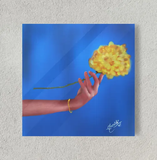 Golden flower 8" x 8" Acrylic Poster
