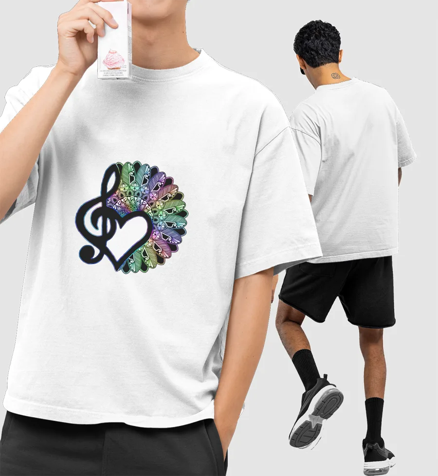Musical mandala Front-Printed Oversized T-Shirt