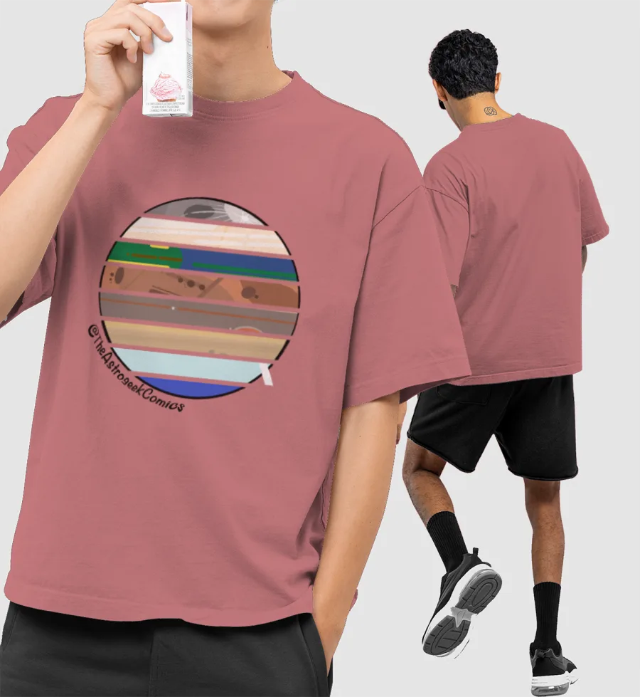 All in One Planets Front-Printed Oversized T-Shirt