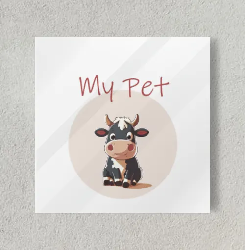My pet rompers - Cow 8" x 8" Acrylic Poster