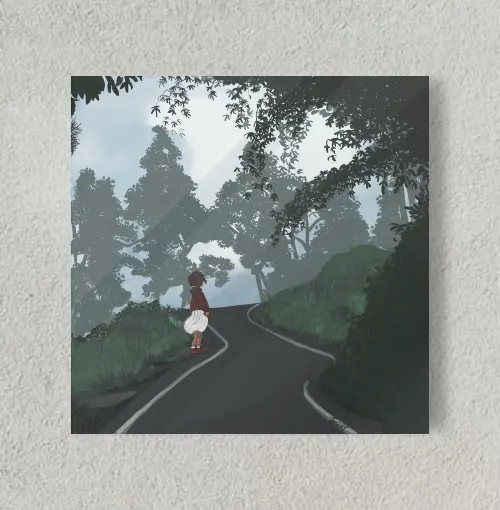 a girl with flower 8" x 8" Acrylic Poster
