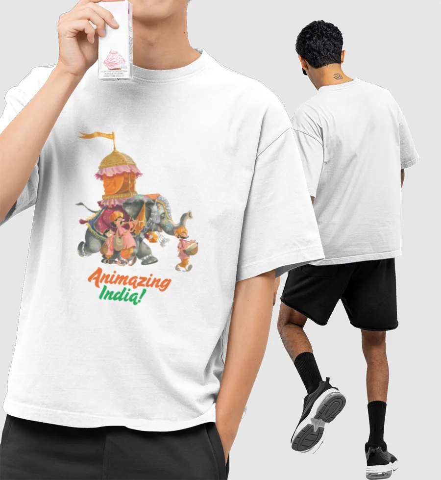 Animazing India! Front-Printed Oversized T-Shirt