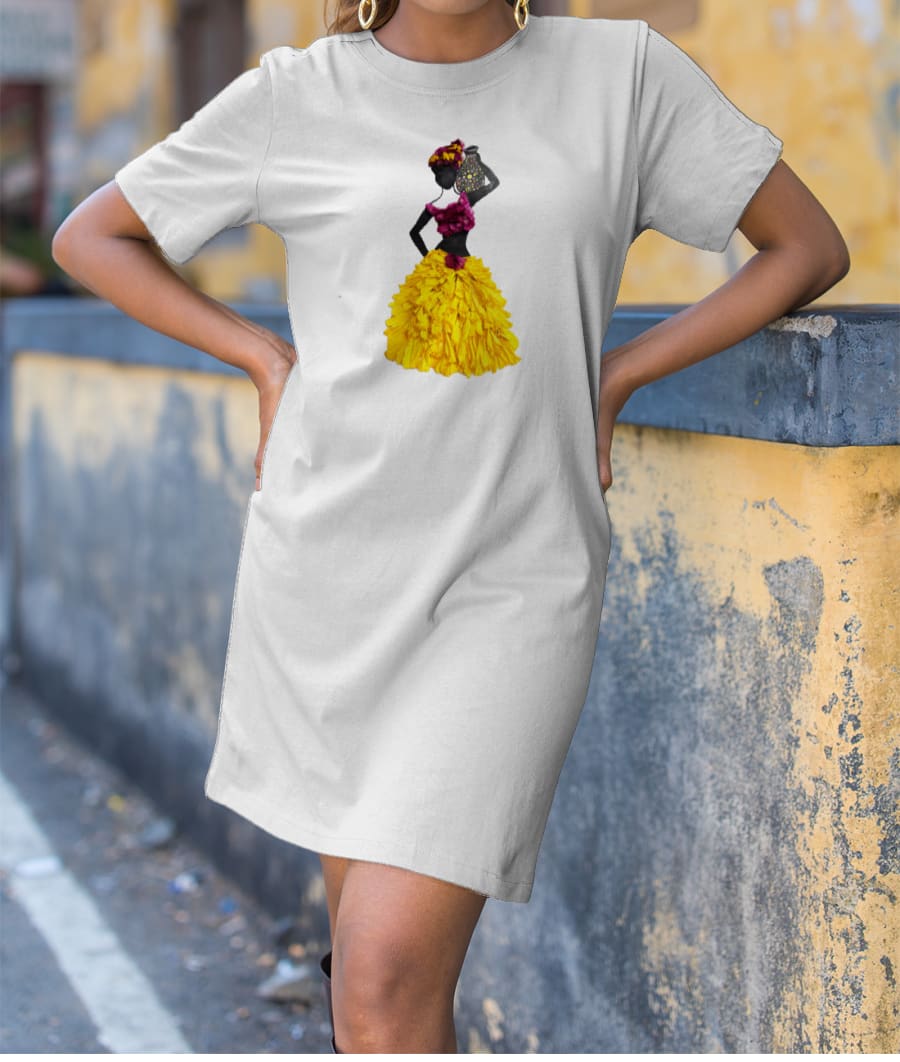 Ashad flower art - Marigold T-Shirt Dress