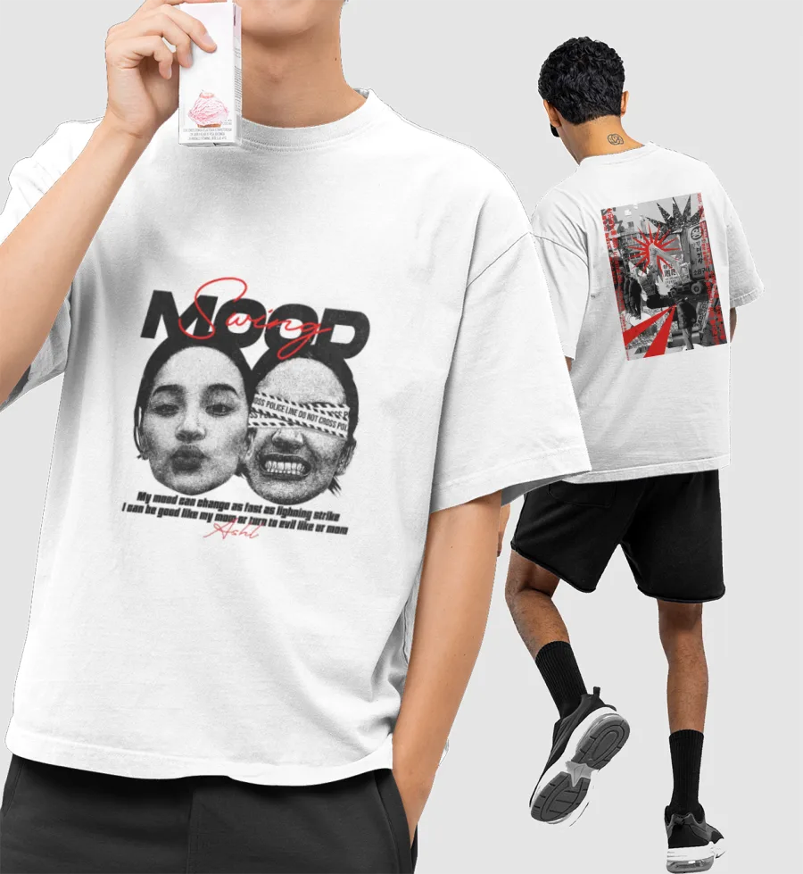 Mood Swings Oversized T-Shirt (Front & Back Print)