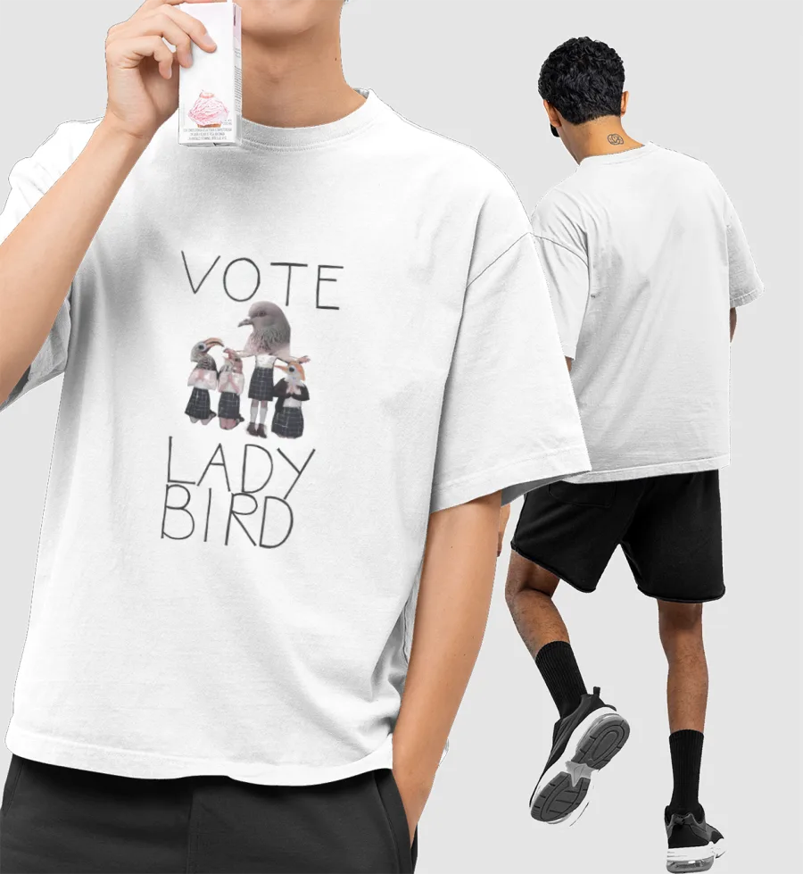 Vote Lady Bird Front-Printed Oversized T-Shirt