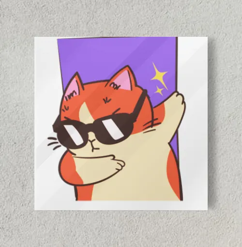 Sunglass Swagger: Dabbing Cat  8" x 8" Acrylic Poster