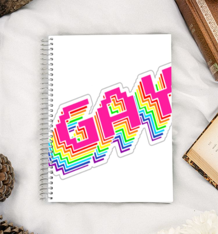 Pride Colours Gay Typography A5 Notebook