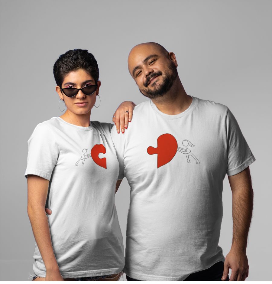 Heart Jigsaw Couple Combo T-Shirts