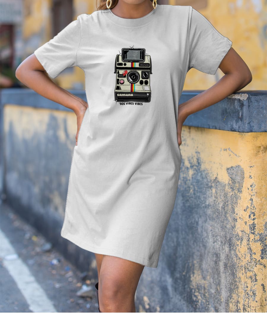 Polaroid Camera 90S Vibe T-Shirt Dress