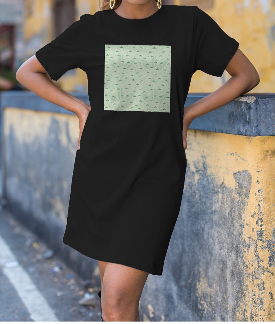 leaves and flowers T-Shirt Dress