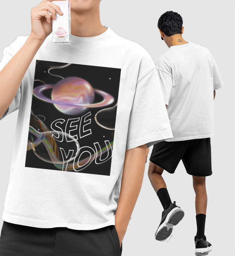 SEE YOU Front-Printed Oversized T-Shirt