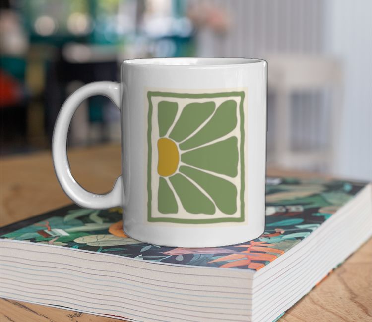 Abstract Petal Bloom - Green Coffee Mug