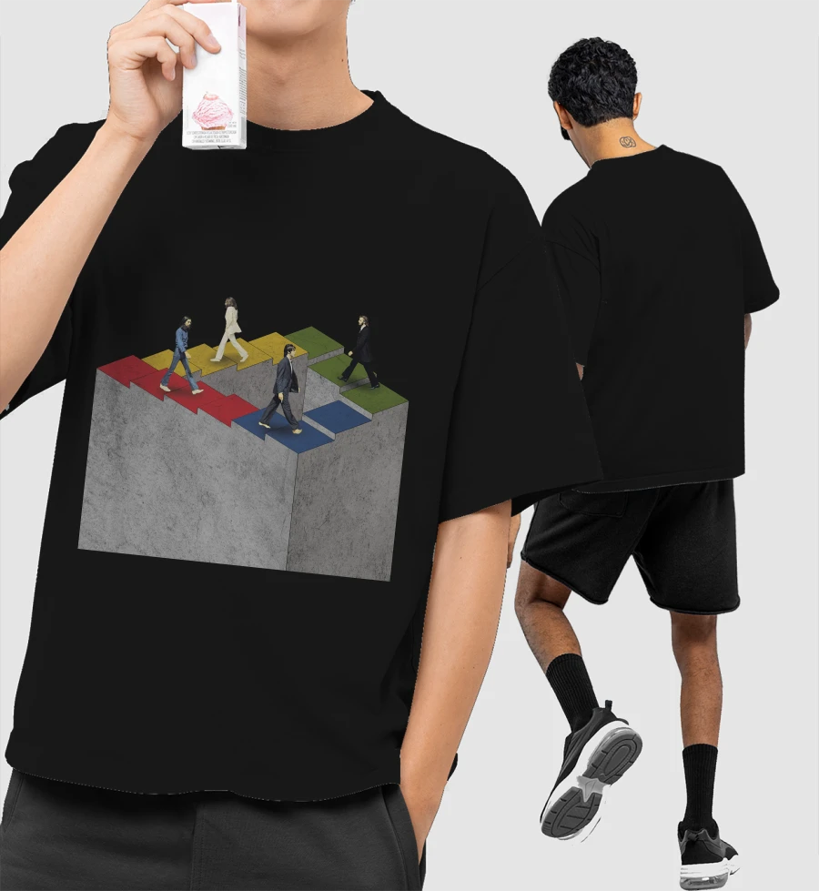 Beatles - Music Front-Printed Oversized T-Shirt