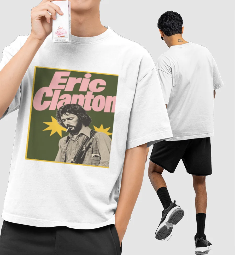 Eric Clapton Retro Music Front-Printed Oversized T-Shirt