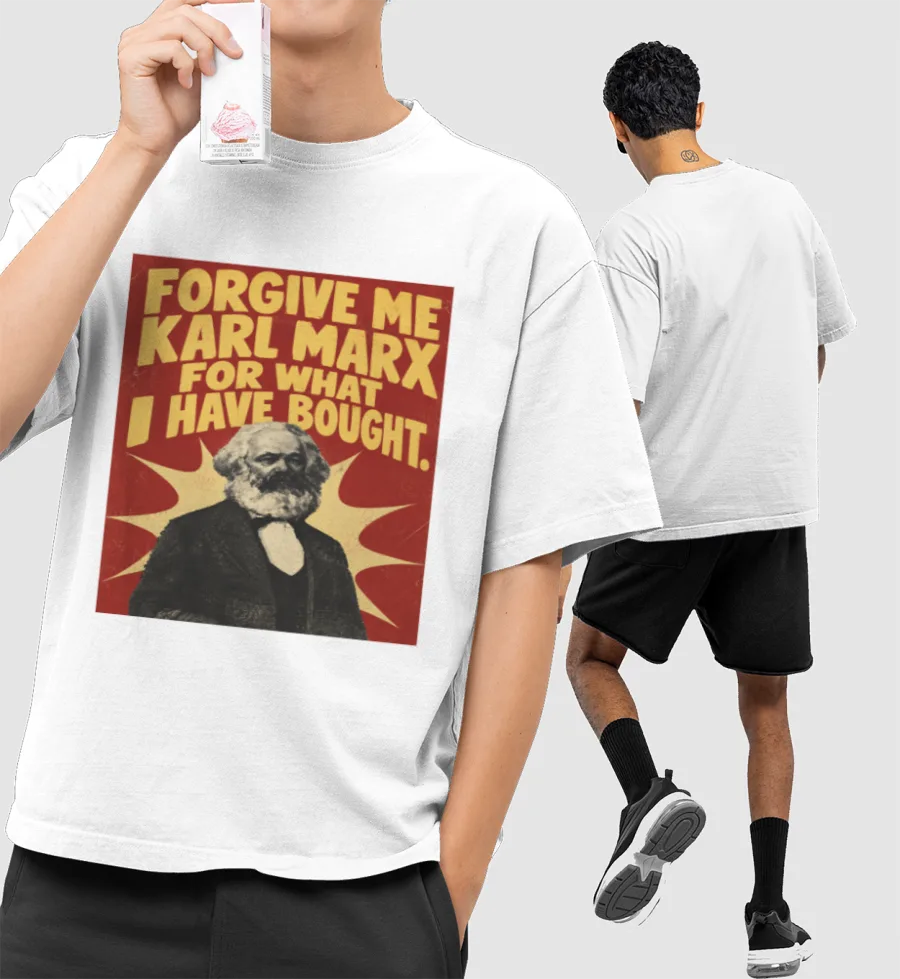Karl Marx Political Funny Front-Printed Oversized T-Shirt