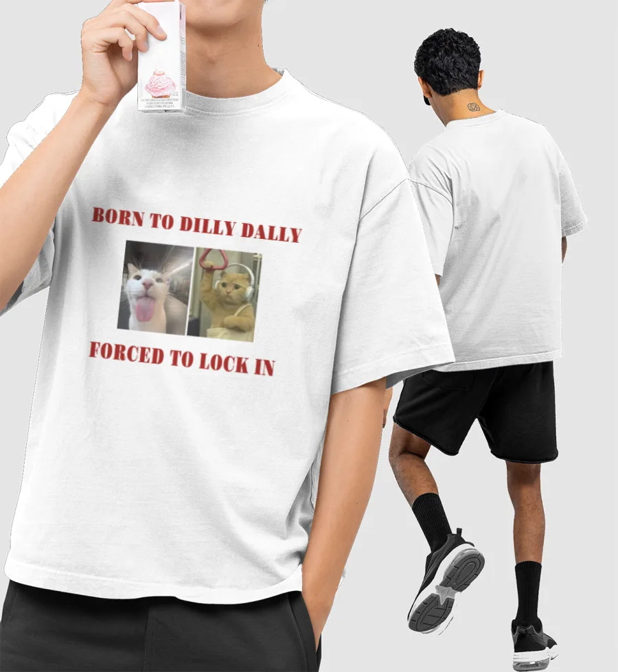 Cat meme Front-Printed Oversized T-Shirt