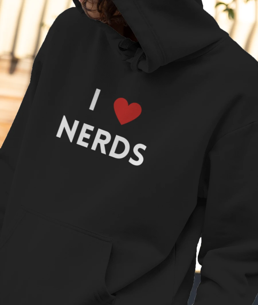 I love (heart) Nerds Y2K Front-Printed Hoodie