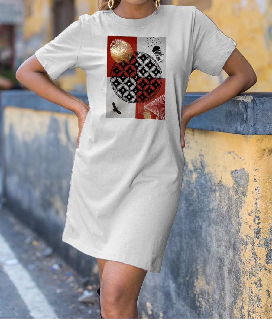 Grunge Pattern Abstract Art T-Shirt Dress