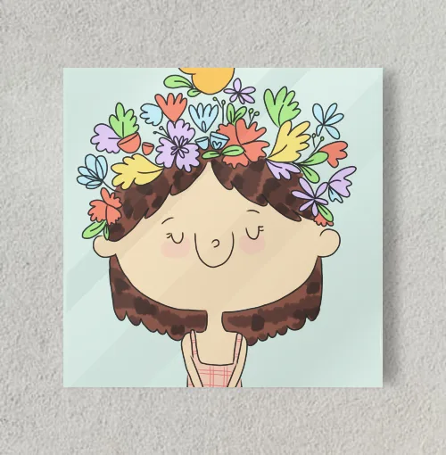 Flower on Head 8" x 8" Acrylic Poster