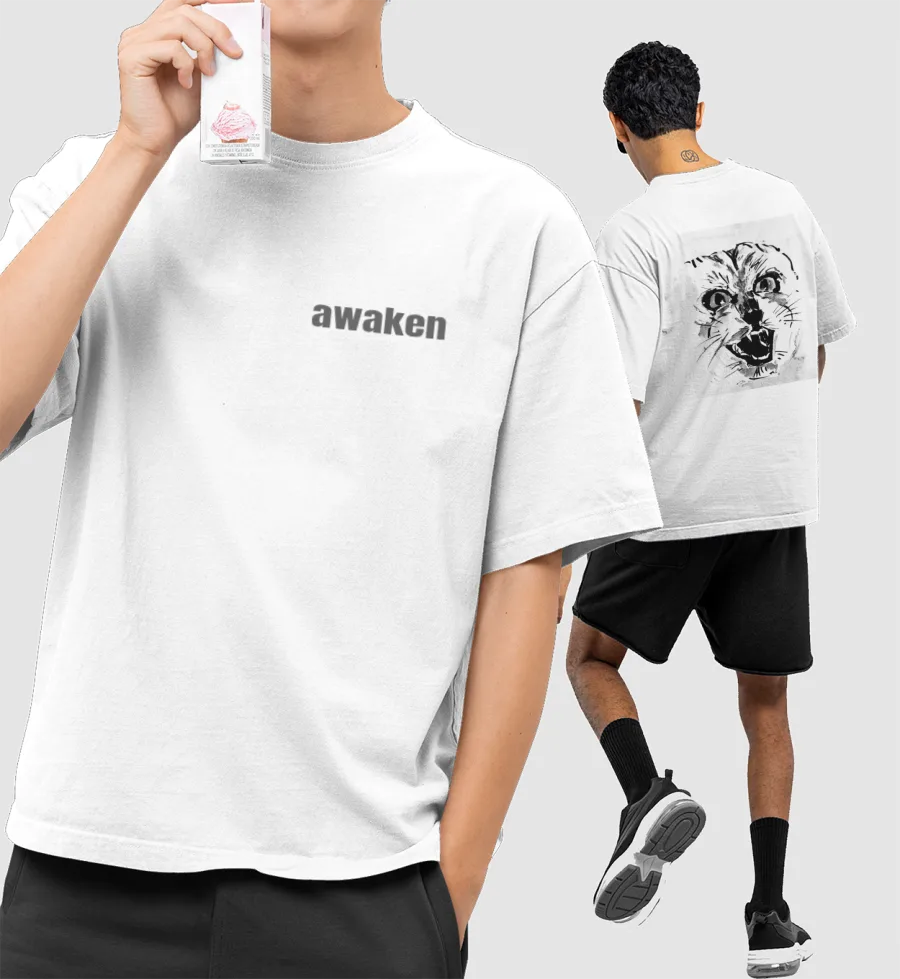Awaken mew  Oversized T-Shirt (Front & Back Print)